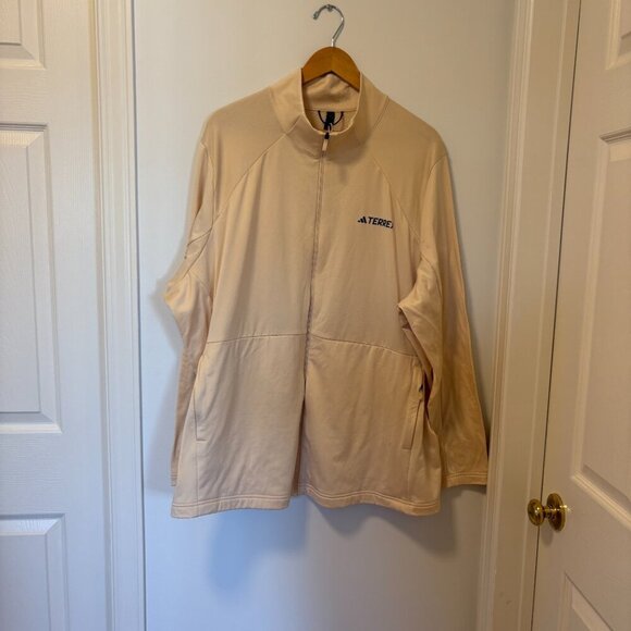 Adidas Terrex Zip Up Sweater Cream/Tan Plus Size 4X NWT Workout Lightweight - Picture 2 of 12